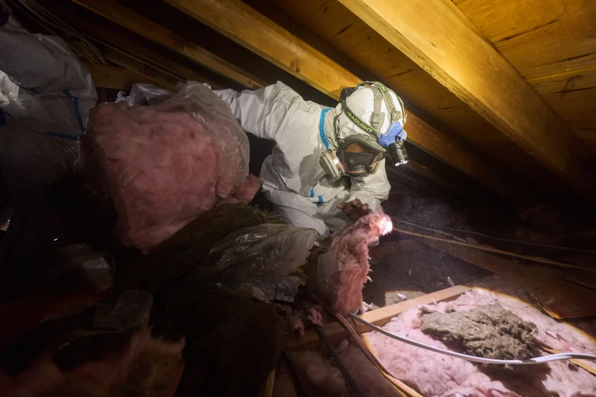 Attic Fanatics crew performing full attic restoration and insulation removal